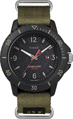 Timex Expedition Gallatin Solar Men's 44 mm Watch, Olive Slip-Thru, Expedition Gallatin Solar 44mm Watch