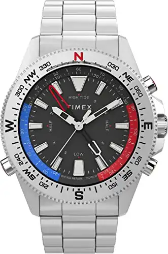 Timex Men's Expedition North Tide-Temp-Compass 43mm Watch – Black Dial Stainless Steel Case & Bracelet