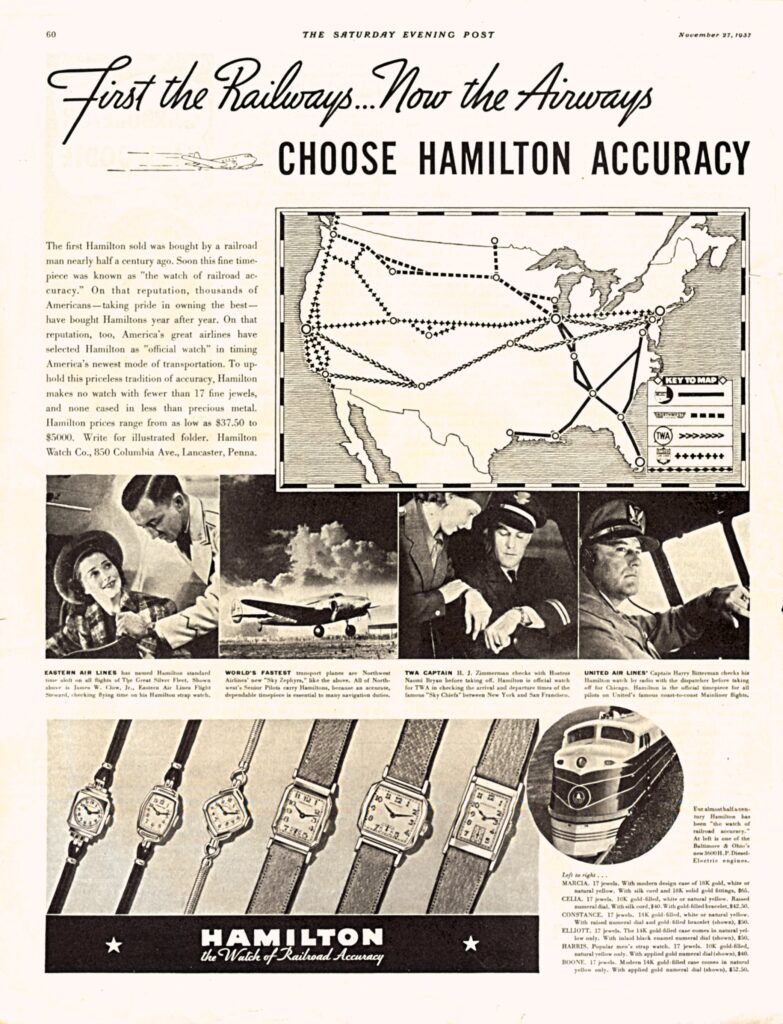 Saturday Evening Post Hamilton First the Railways Advert 1927 - Hamilton Watches Advert