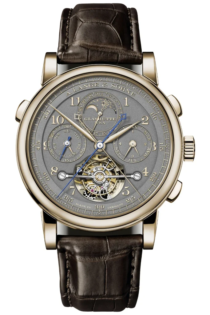 TOURBOGRAPH PERPETUAL HONEYGOLD Homage to F. A. Lange in 18 carat HONEYGOLD