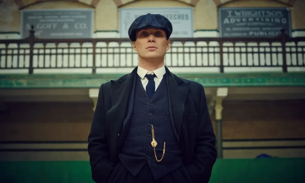 Cillian Murphy as Tommy Shelby in Peaky Blinders wearing his pocket watch