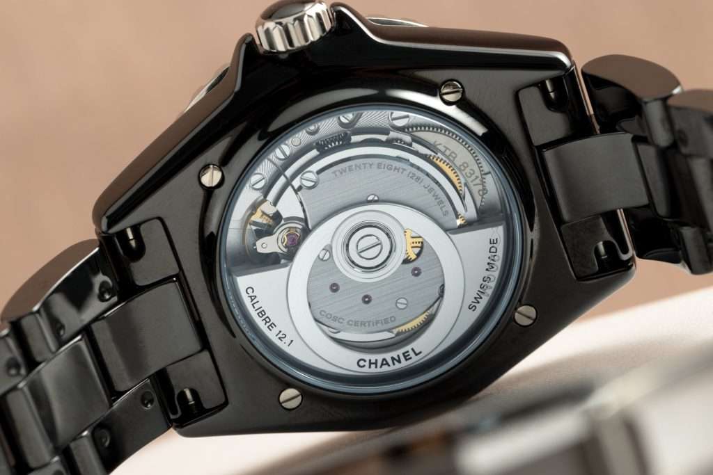 Chanel J12 Calibre 12.1 movement showing industrial movement architecture