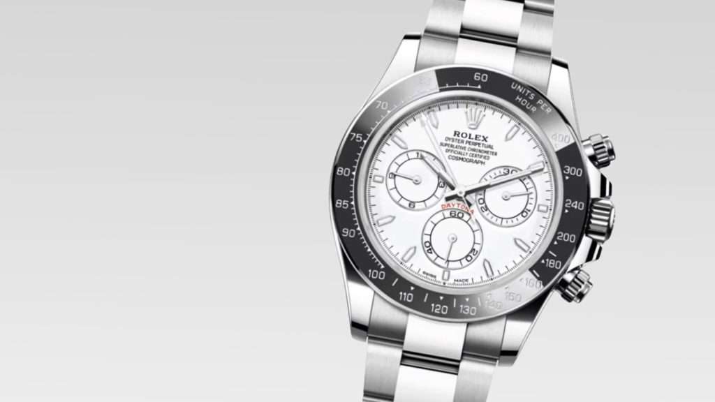 Is the Rolex Daytona 126502 Overpriced banner showing Rolesium Daytona with white enamel dial and grey Cerachrom bezel