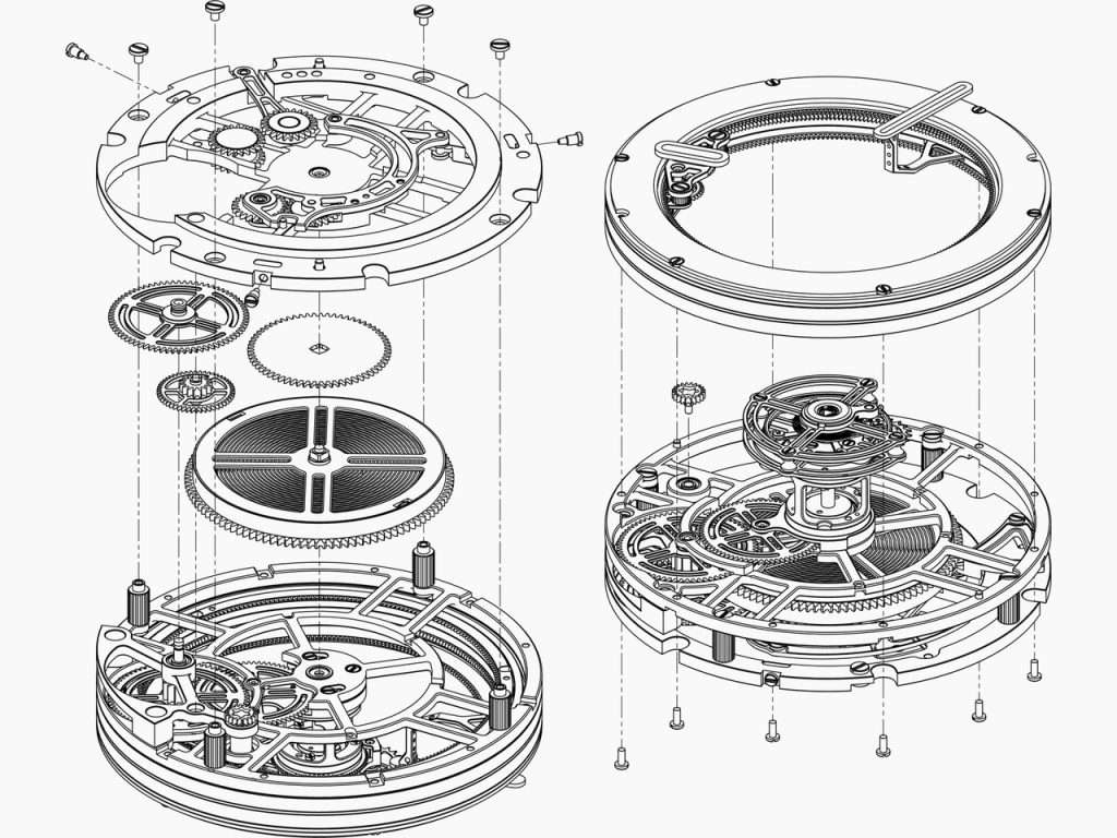 Precision watch components produced by Kross Manufacture