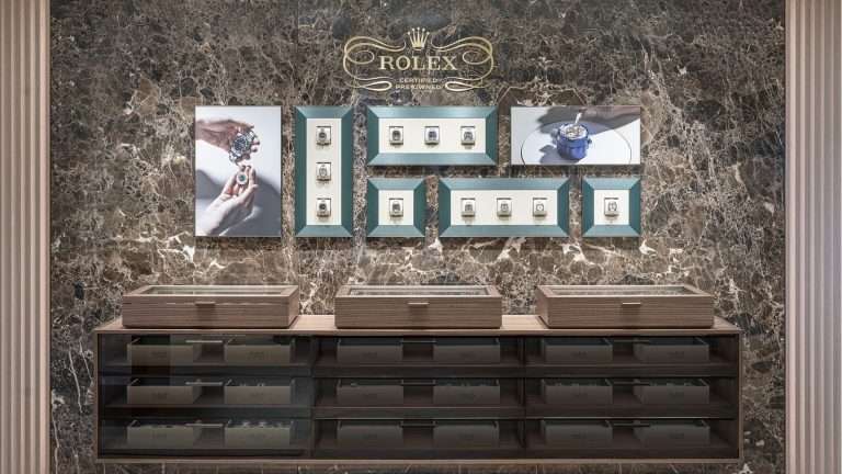 Rolex Certified Pre Owned display at an authorised dealer showroom