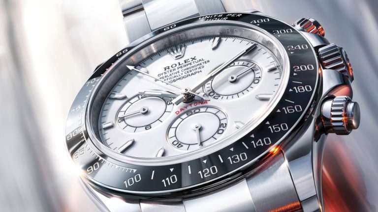 Rolex Daytona 126502 Albino enamel dial grey bezel close-up